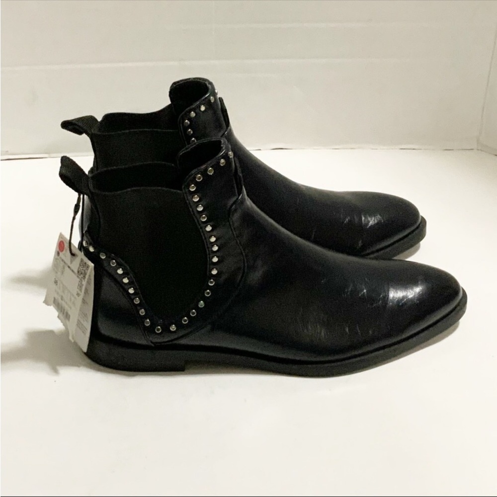 Zara Women’s Black Studded Chelsea Ankle Boots Brand New Size 7.5